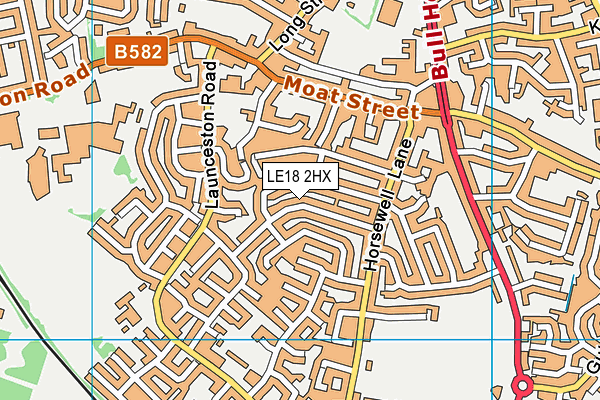 LE18 2HX map - OS VectorMap District (Ordnance Survey)