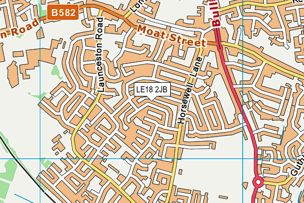 LE18 2JB map - OS VectorMap District (Ordnance Survey)