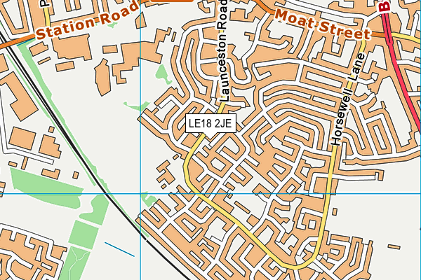 LE18 2JE map - OS VectorMap District (Ordnance Survey)