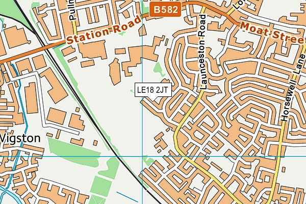 LE18 2JT map - OS VectorMap District (Ordnance Survey)