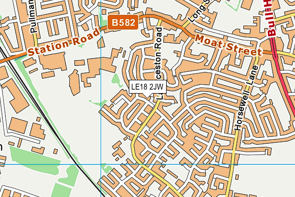 LE18 2JW map - OS VectorMap District (Ordnance Survey)