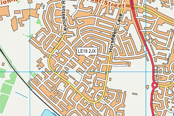 LE18 2JX map - OS VectorMap District (Ordnance Survey)