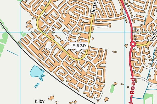 LE18 2JY map - OS VectorMap District (Ordnance Survey)