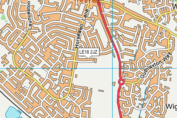 LE18 2JZ map - OS VectorMap District (Ordnance Survey)