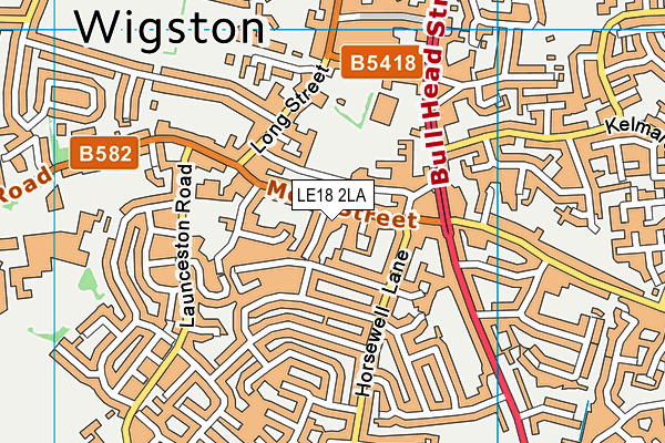 LE18 2LA map - OS VectorMap District (Ordnance Survey)