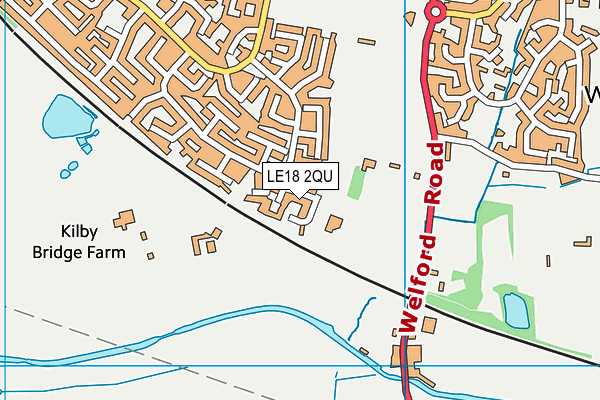 LE18 2QU map - OS VectorMap District (Ordnance Survey)