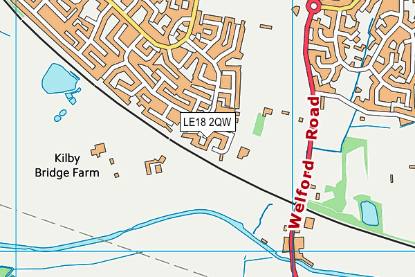 LE18 2QW map - OS VectorMap District (Ordnance Survey)