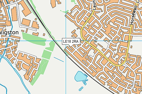 LE18 2RA map - OS VectorMap District (Ordnance Survey)