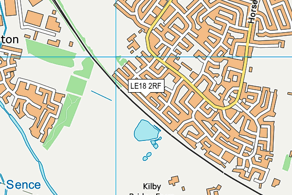 LE18 2RF map - OS VectorMap District (Ordnance Survey)