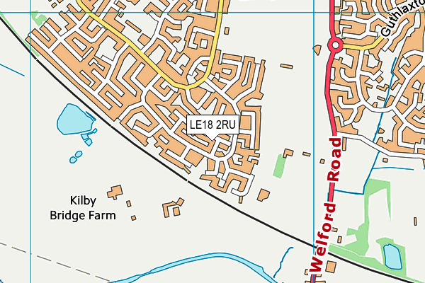 LE18 2RU map - OS VectorMap District (Ordnance Survey)