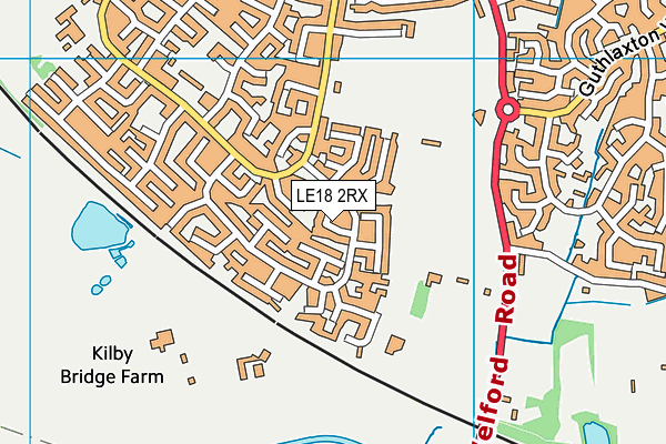 LE18 2RX map - OS VectorMap District (Ordnance Survey)