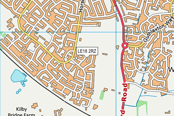 LE18 2RZ map - OS VectorMap District (Ordnance Survey)