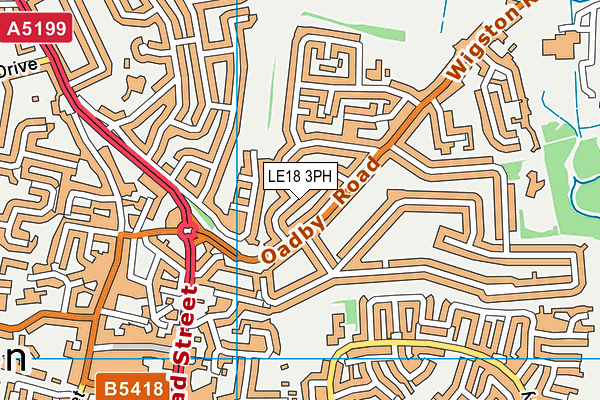 LE18 3PH map - OS VectorMap District (Ordnance Survey)