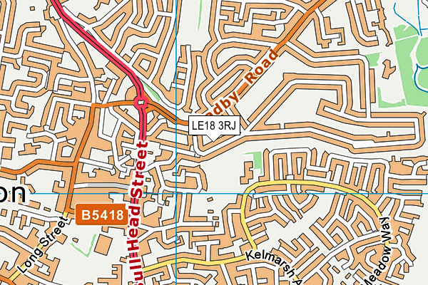 LE18 3RJ map - OS VectorMap District (Ordnance Survey)