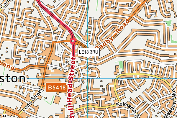 LE18 3RU map - OS VectorMap District (Ordnance Survey)