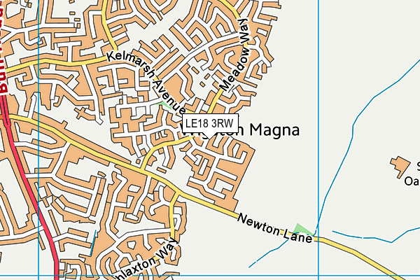 LE18 3RW map - OS VectorMap District (Ordnance Survey)
