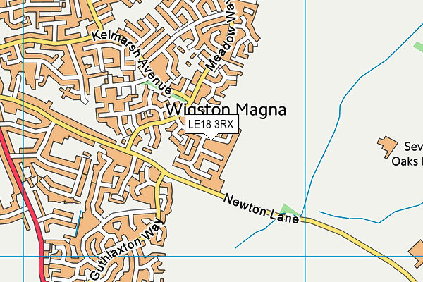 LE18 3RX map - OS VectorMap District (Ordnance Survey)