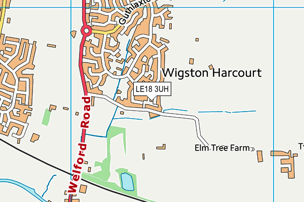 LE18 3UH map - OS VectorMap District (Ordnance Survey)