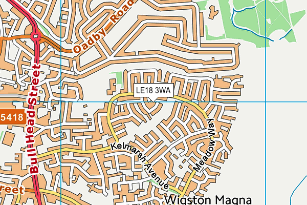 LE18 3WA map - OS VectorMap District (Ordnance Survey)