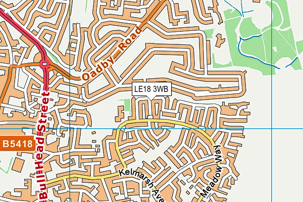 LE18 3WB map - OS VectorMap District (Ordnance Survey)