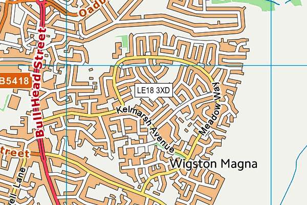 LE18 3XD map - OS VectorMap District (Ordnance Survey)