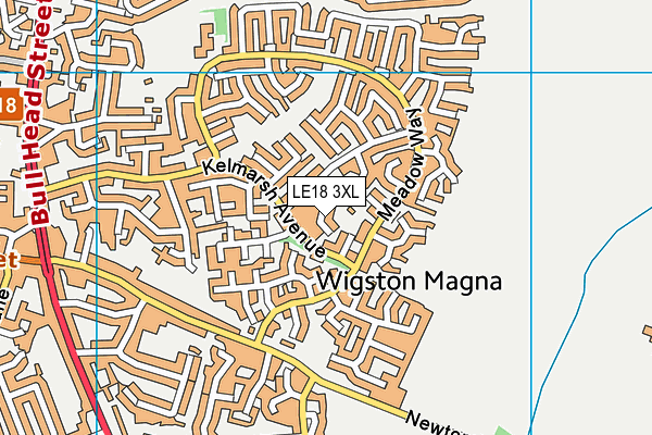 LE18 3XL map - OS VectorMap District (Ordnance Survey)
