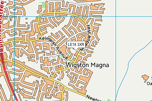 LE18 3XR map - OS VectorMap District (Ordnance Survey)