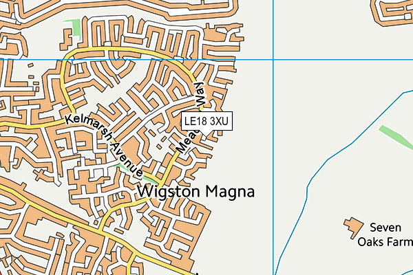LE18 3XU map - OS VectorMap District (Ordnance Survey)
