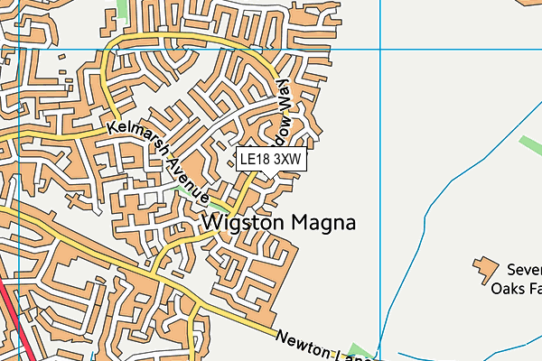LE18 3XW map - OS VectorMap District (Ordnance Survey)