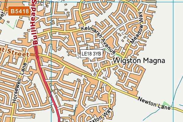 LE18 3YB map - OS VectorMap District (Ordnance Survey)