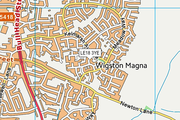 LE18 3YE map - OS VectorMap District (Ordnance Survey)