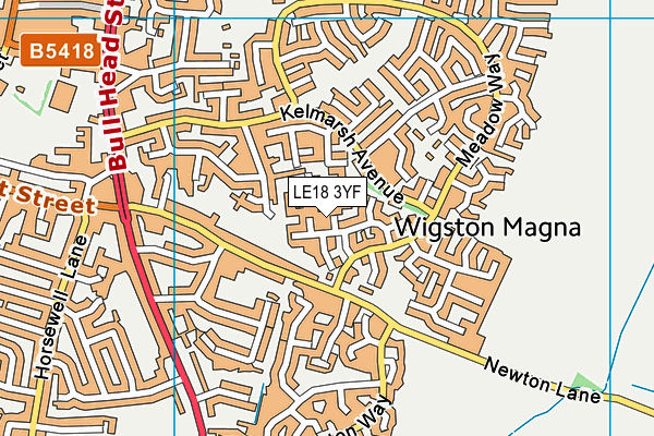 LE18 3YF map - OS VectorMap District (Ordnance Survey)