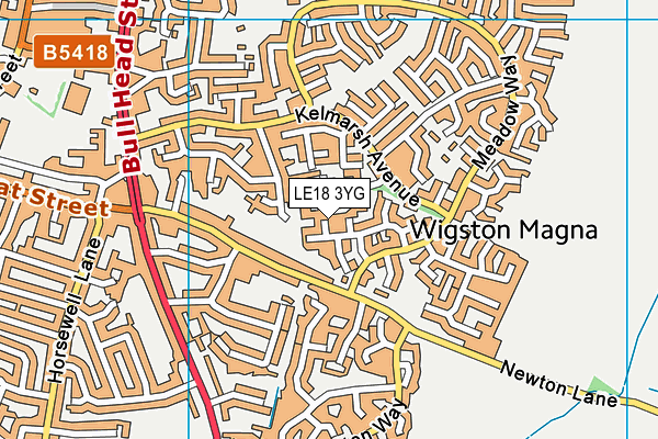 LE18 3YG map - OS VectorMap District (Ordnance Survey)