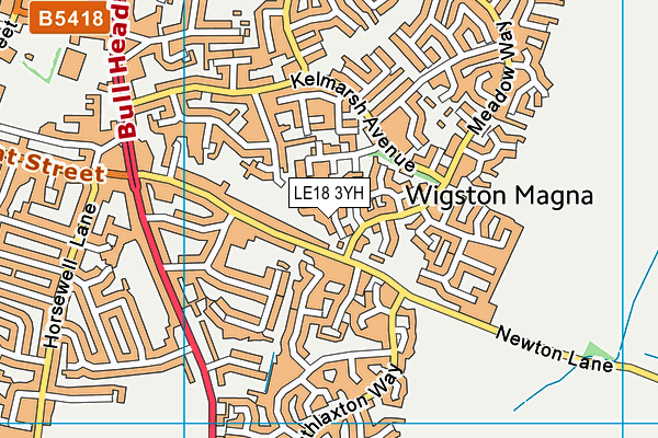 LE18 3YH map - OS VectorMap District (Ordnance Survey)