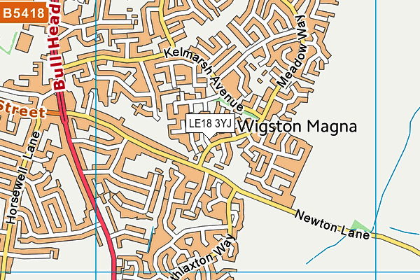 LE18 3YJ map - OS VectorMap District (Ordnance Survey)