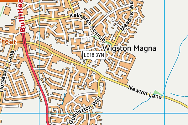 LE18 3YN map - OS VectorMap District (Ordnance Survey)