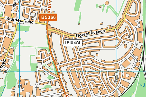 LE18 4WL map - OS VectorMap District (Ordnance Survey)