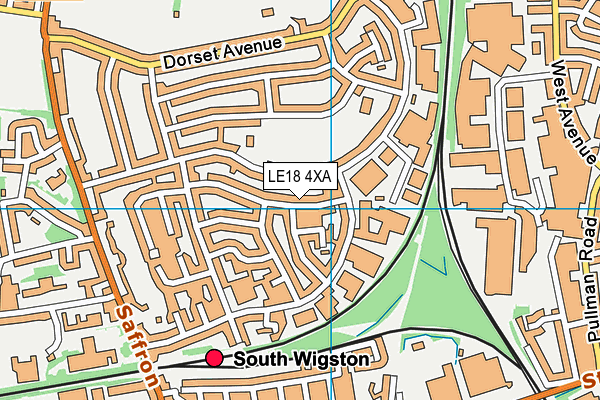 LE18 4XA map - OS VectorMap District (Ordnance Survey)