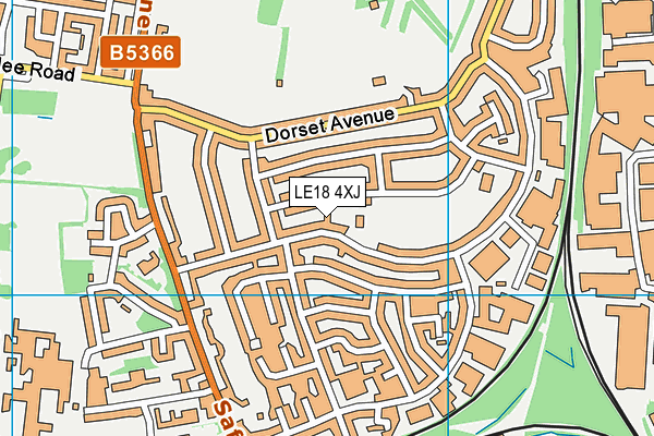 LE18 4XJ map - OS VectorMap District (Ordnance Survey)