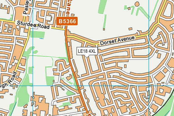 LE18 4XL map - OS VectorMap District (Ordnance Survey)