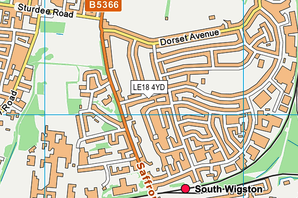 LE18 4YD map - OS VectorMap District (Ordnance Survey)