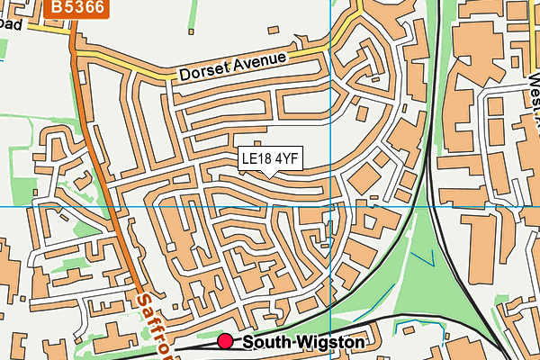 LE18 4YF map - OS VectorMap District (Ordnance Survey)