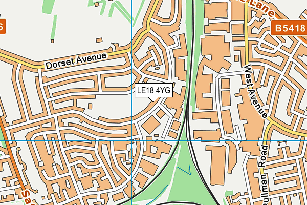 LE18 4YG map - OS VectorMap District (Ordnance Survey)
