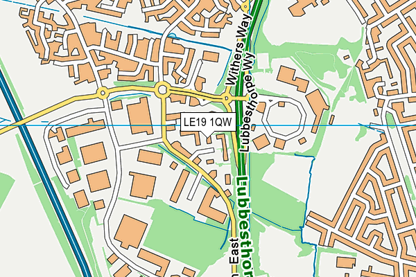 LE19 1QW map - OS VectorMap District (Ordnance Survey)