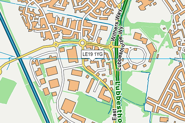 LE19 1YG map - OS VectorMap District (Ordnance Survey)