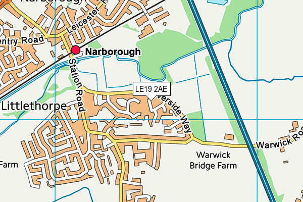 LE19 2AE map - OS VectorMap District (Ordnance Survey)