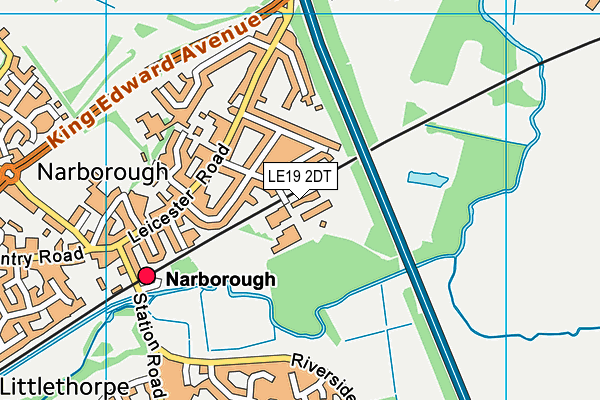 LE19 2DT map - OS VectorMap District (Ordnance Survey)