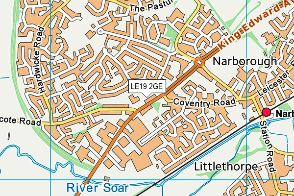 LE19 2GE map - OS VectorMap District (Ordnance Survey)