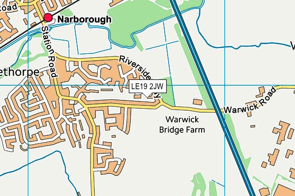 LE19 2JW map - OS VectorMap District (Ordnance Survey)