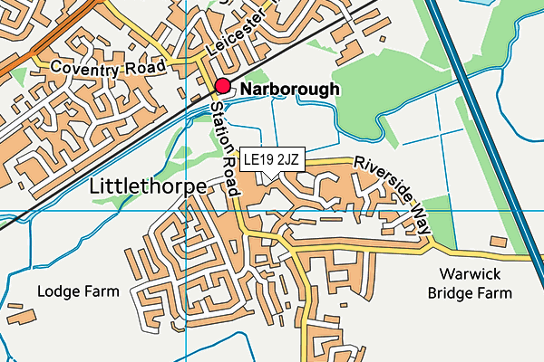 LE19 2JZ map - OS VectorMap District (Ordnance Survey)